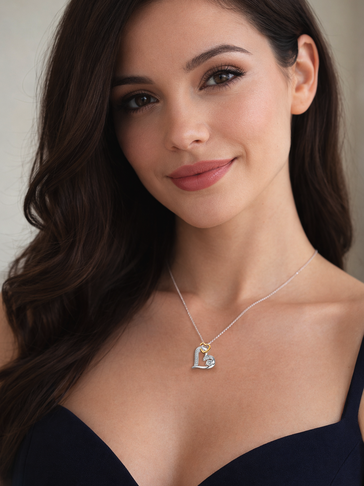 Infinity Love Heart Necklace in 18K White Gold Plated Silver