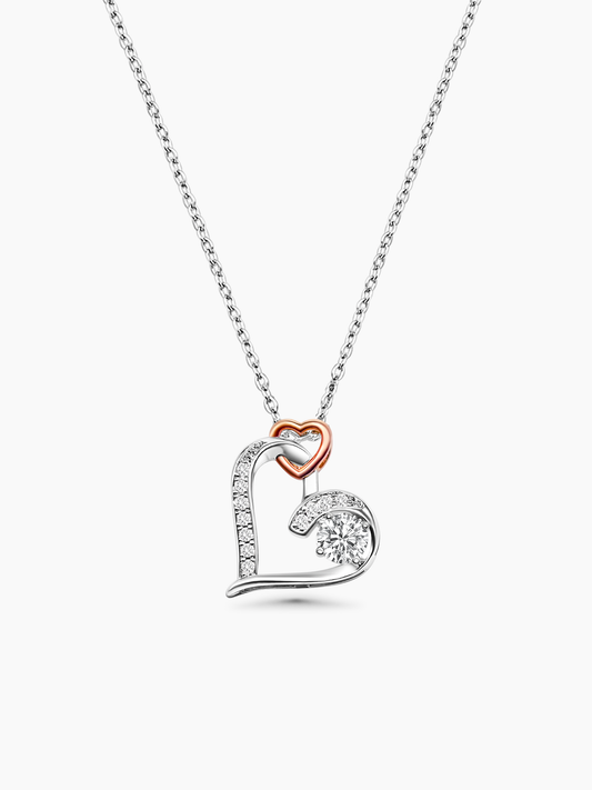 Infinity Love Heart Necklace in 18K White Gold Plated Silver