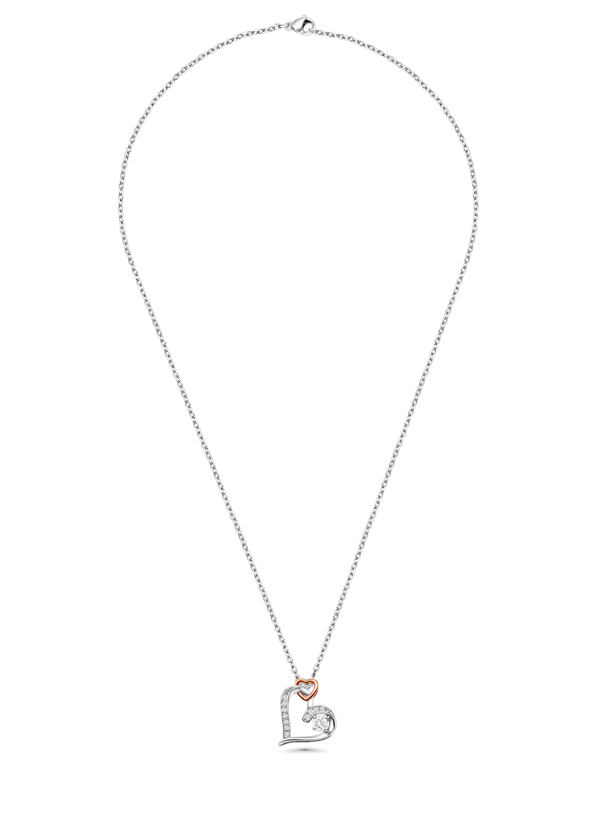 Infinity Love Heart Necklace in 18K White Gold Plated Silver
