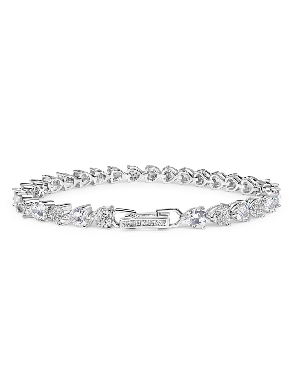 White Sapphire Heart Tennis Bracelet