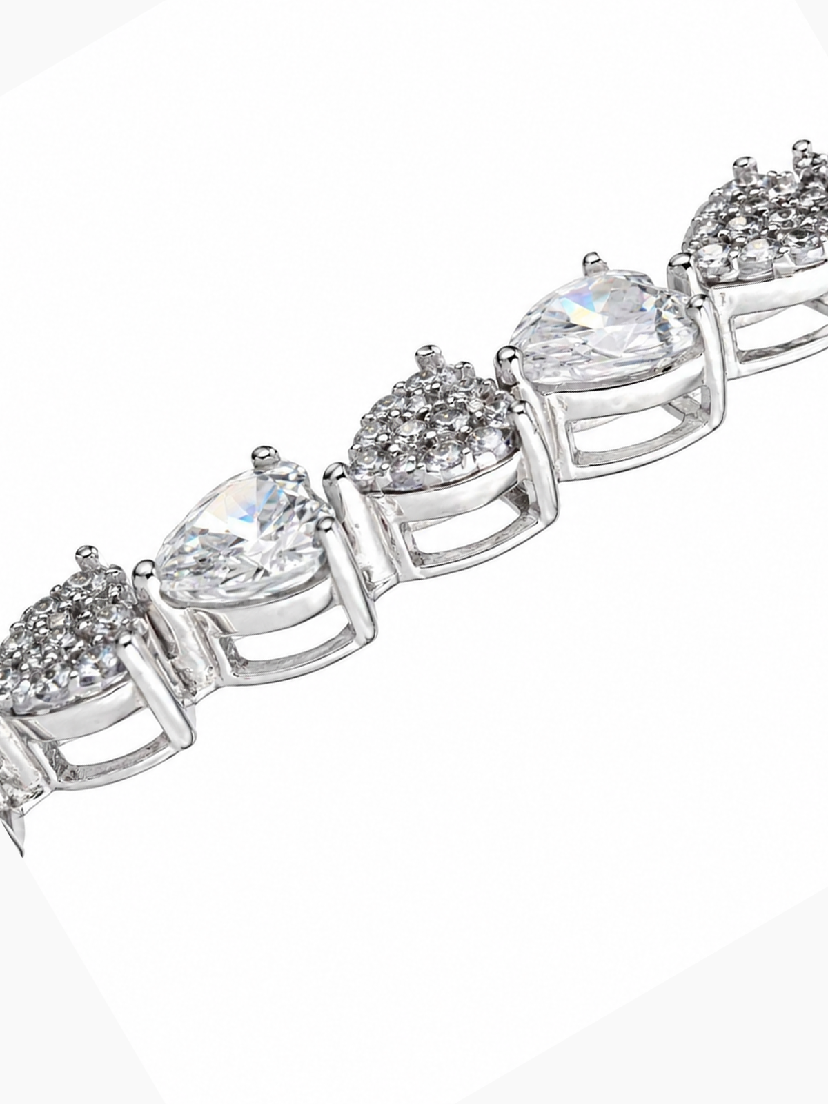 White Sapphire Heart Tennis Bracelet