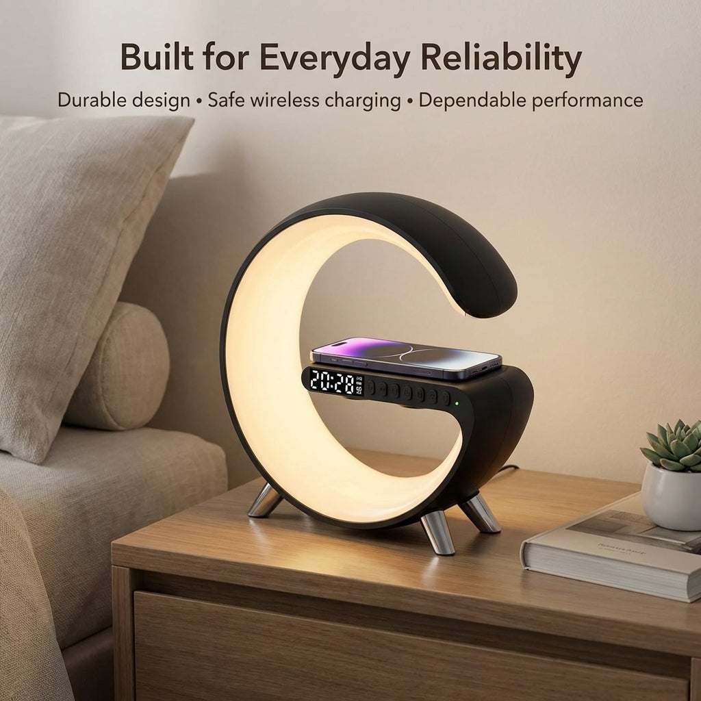 4-in-1 Alarm Clock, Mood Light, Speaker And Wireless Charger | Premium Quality