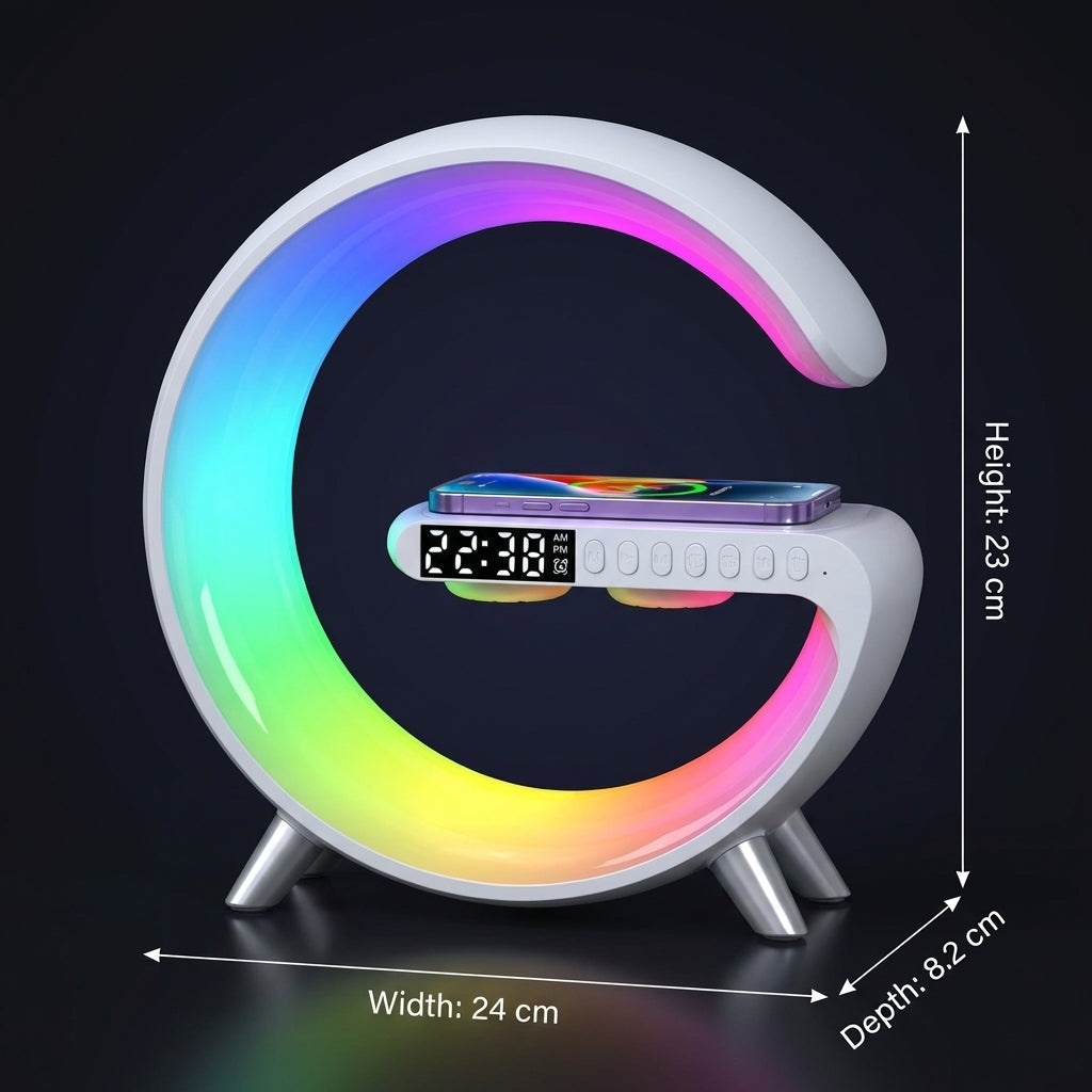 4-in-1 Alarm Clock, Mood Light, Speaker And Wireless Charger | Premium Quality