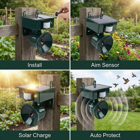 Automatic Outdoor Bird Scarer Solar Powered Repellent | Premium Quality