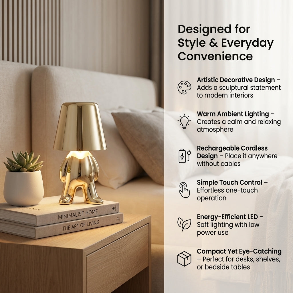 Muse Thinker Little Man Rechargeable Table Lamp | Premium Quality