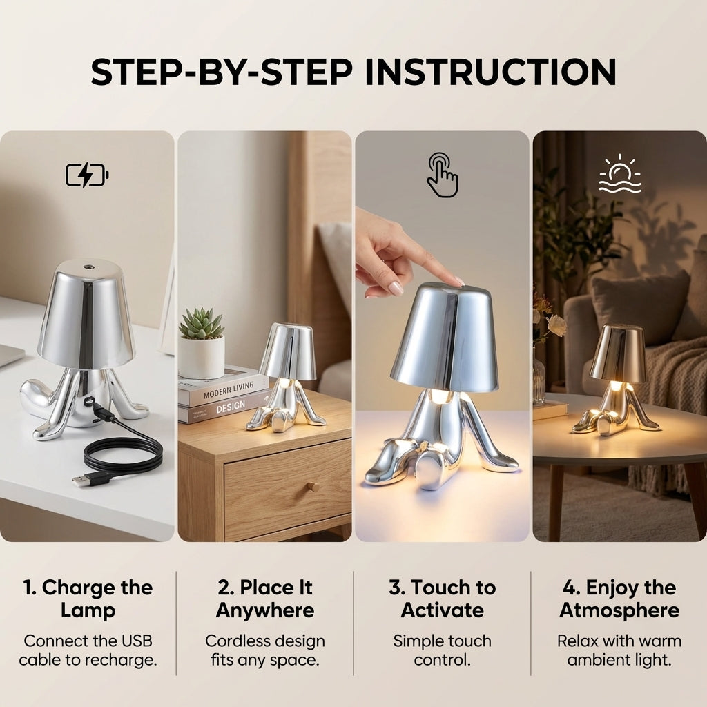 Muse Thinker Little Man Rechargeable Table Lamp | Premium Quality