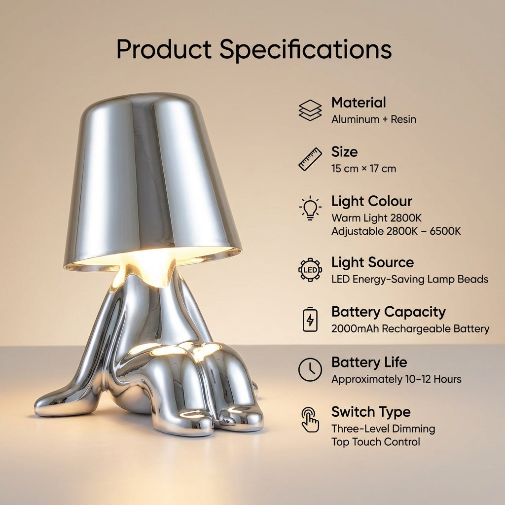 Muse Thinker Little Man Rechargeable Table Lamp | Premium Quality