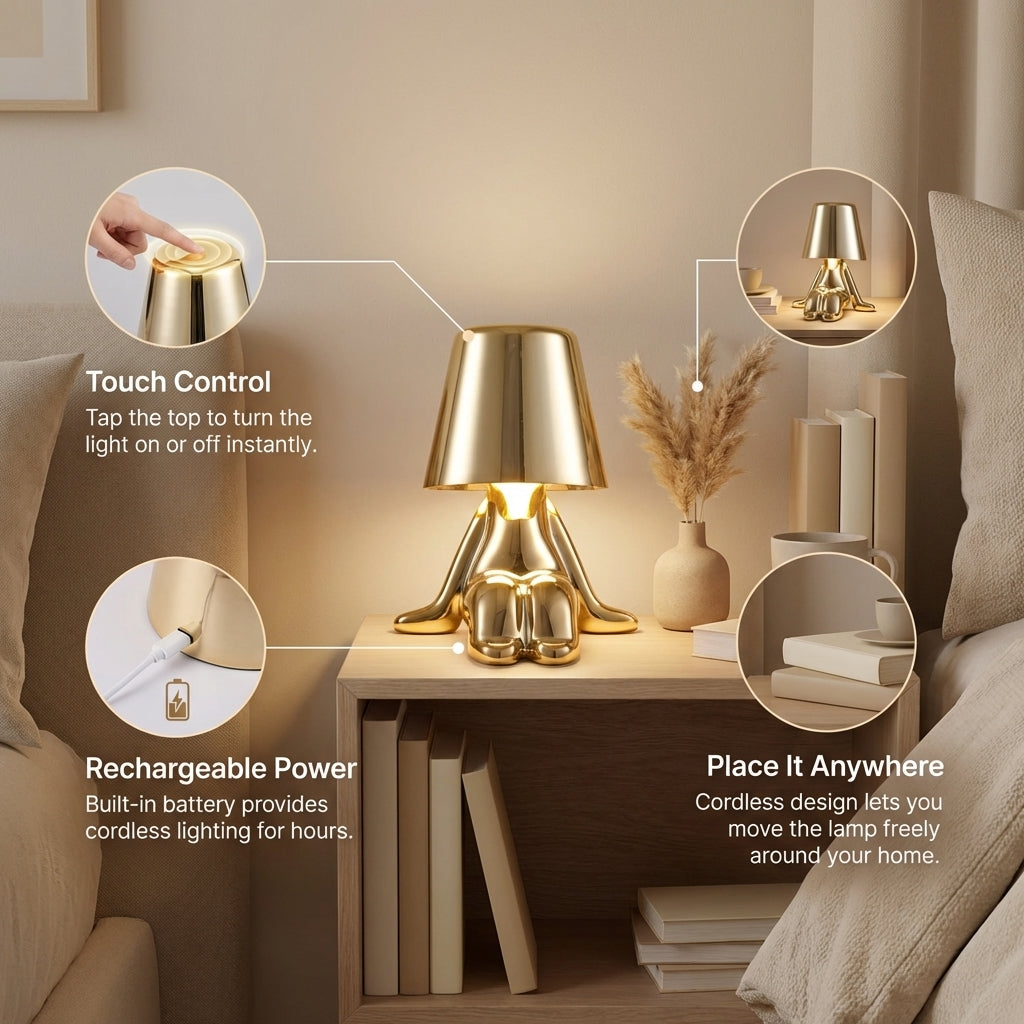 Muse Thinker Little Man Rechargeable Table Lamp | Premium Quality