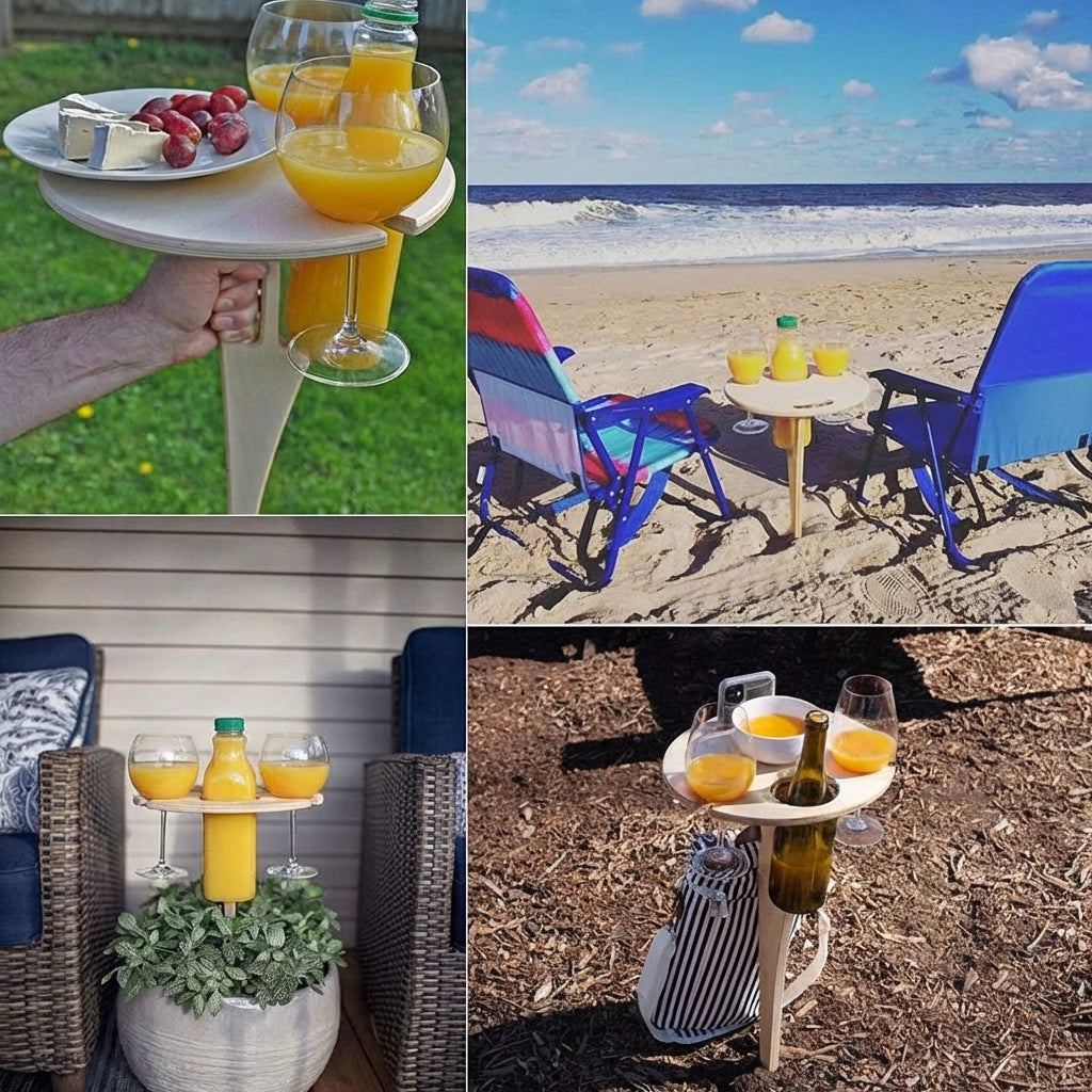 Collapsible Outdoor Drink Table Compact Picnic Holder | Premium Quality