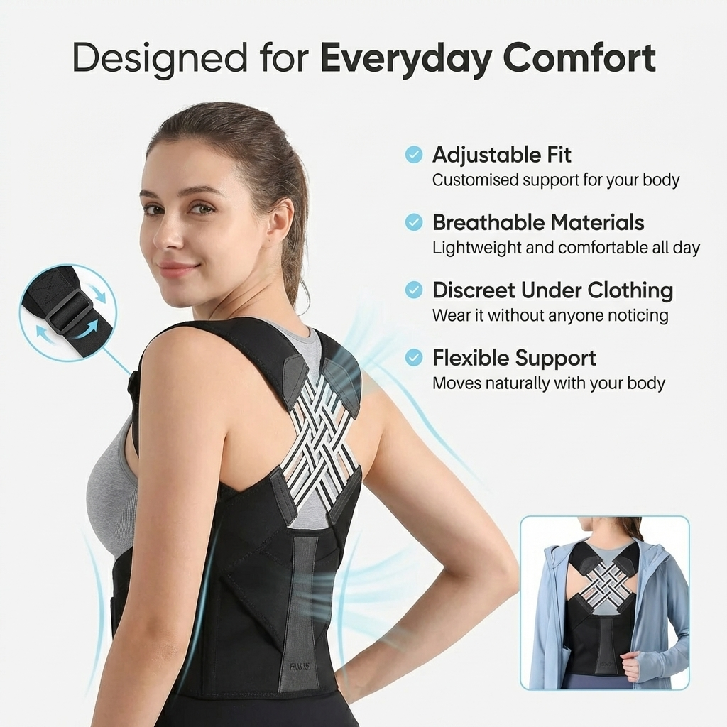 Comfortable Back Support Brace for Improved Posture Adjustment | Premium Quality