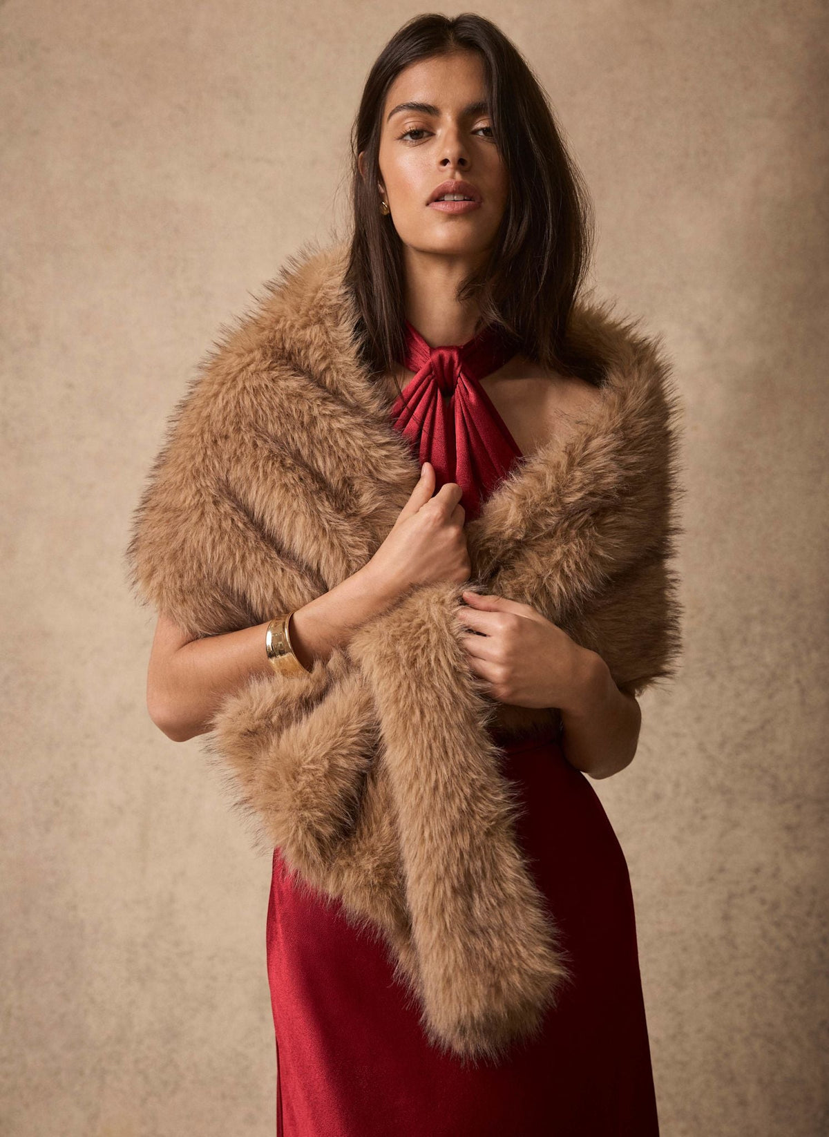 Faux Fur Scarf in Neutral