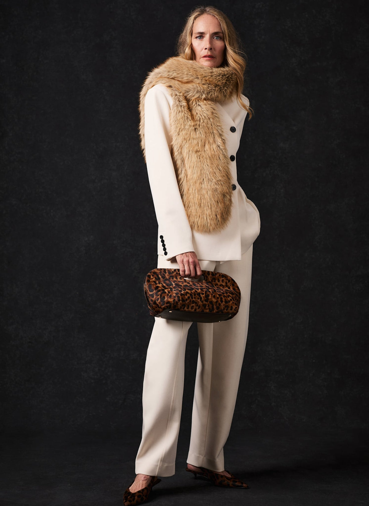 Faux Fur Scarf in Neutral