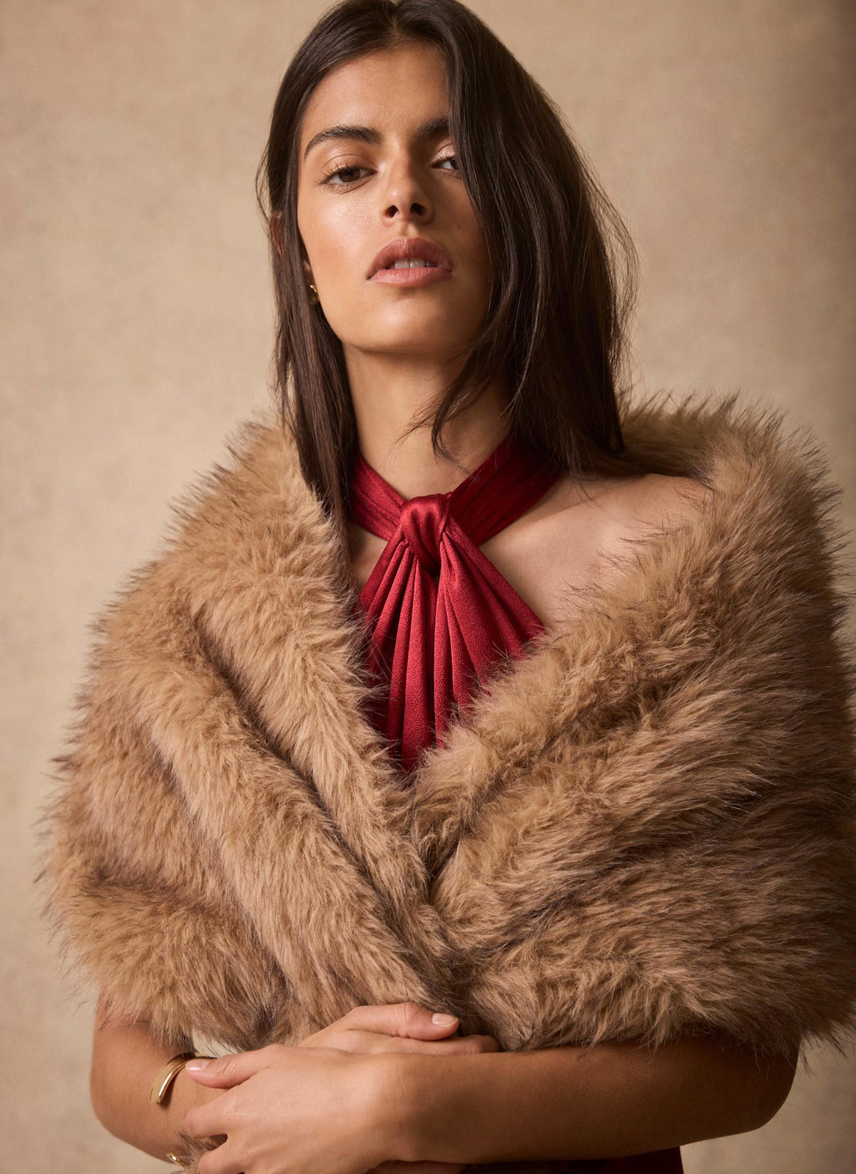 Faux Fur Scarf in Neutral