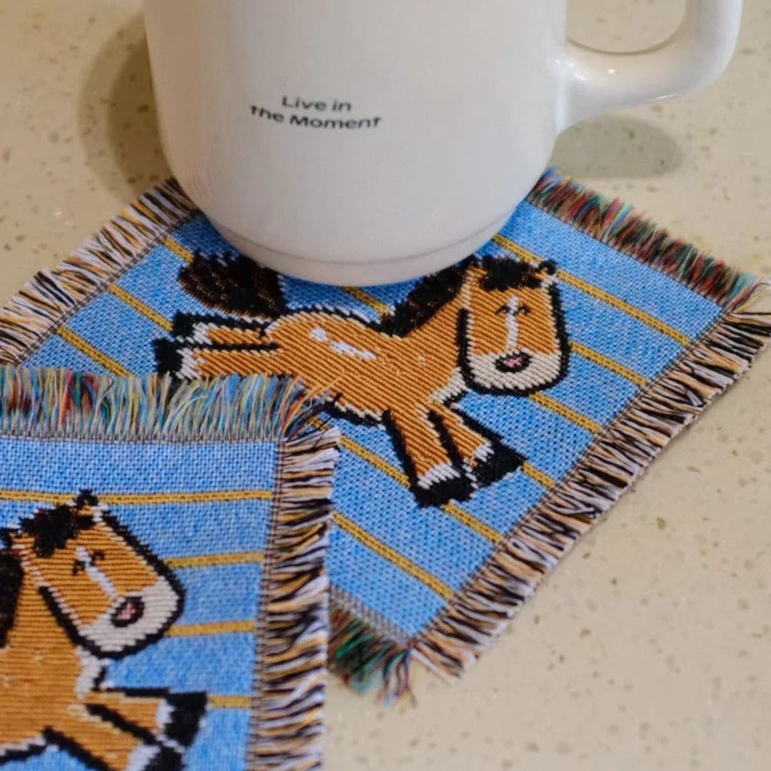 Fickle Plan - Galloping Horse Woven Tapestry Coaster