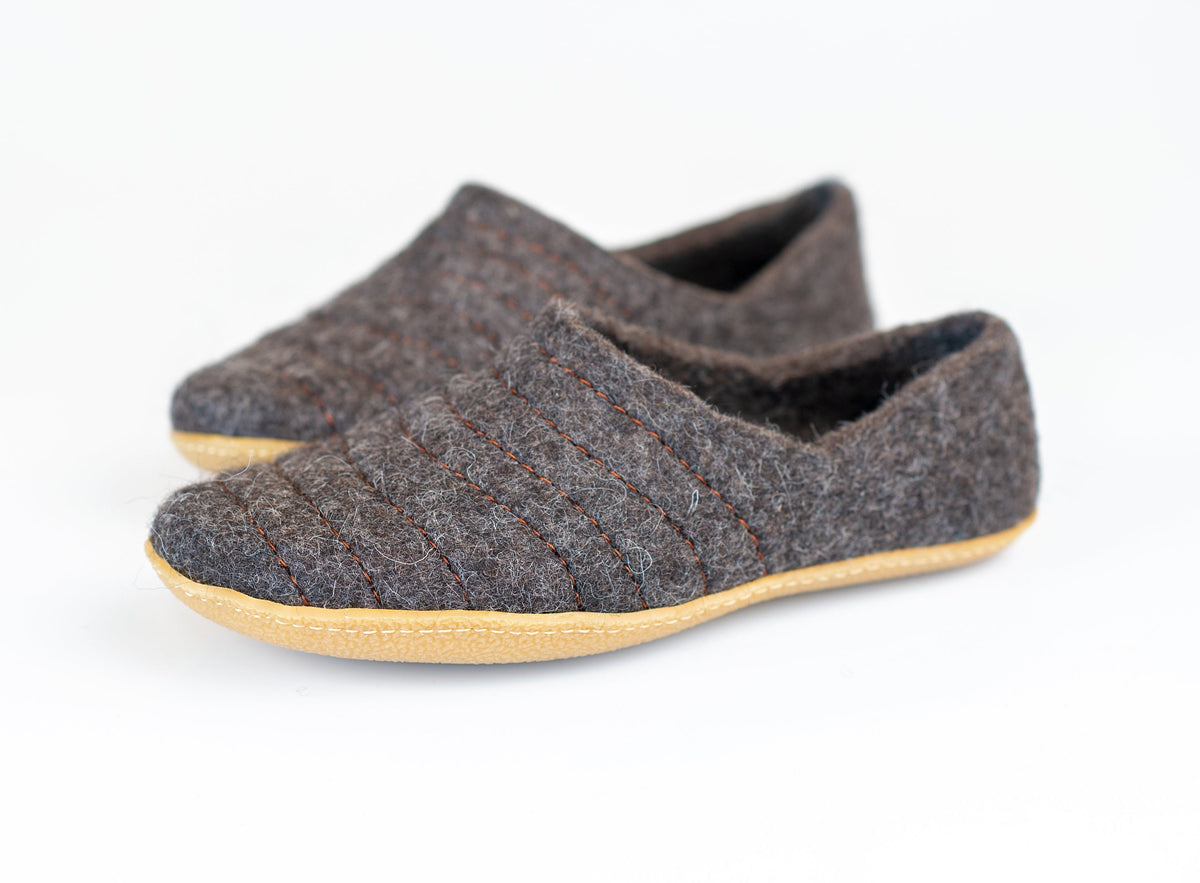 Women's Dark Grey COCOON Wool Clog Slippers