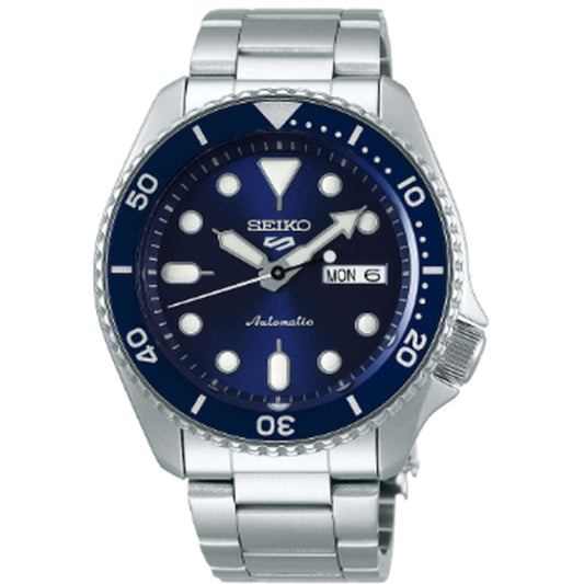 Seiko 5 Sports Blue Dial Silver Stainless Steel Automatic Men's Wristwatch SRPD51K1