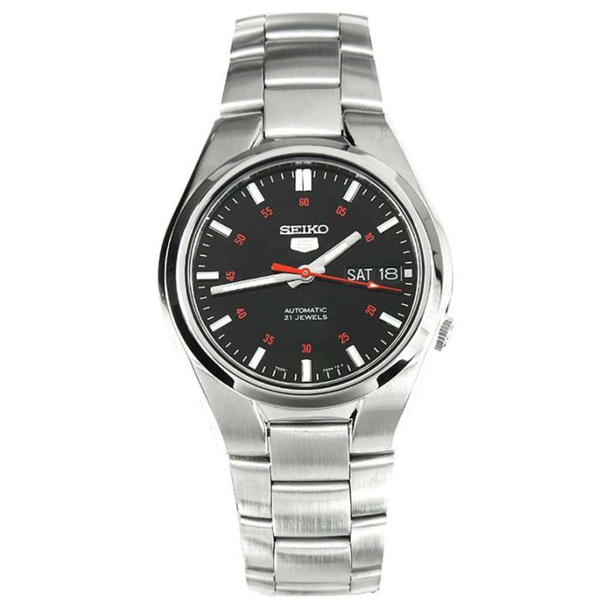 Seiko 5 Automatic Black Dial Steel Strap Men's Wristwatch SNK617K1