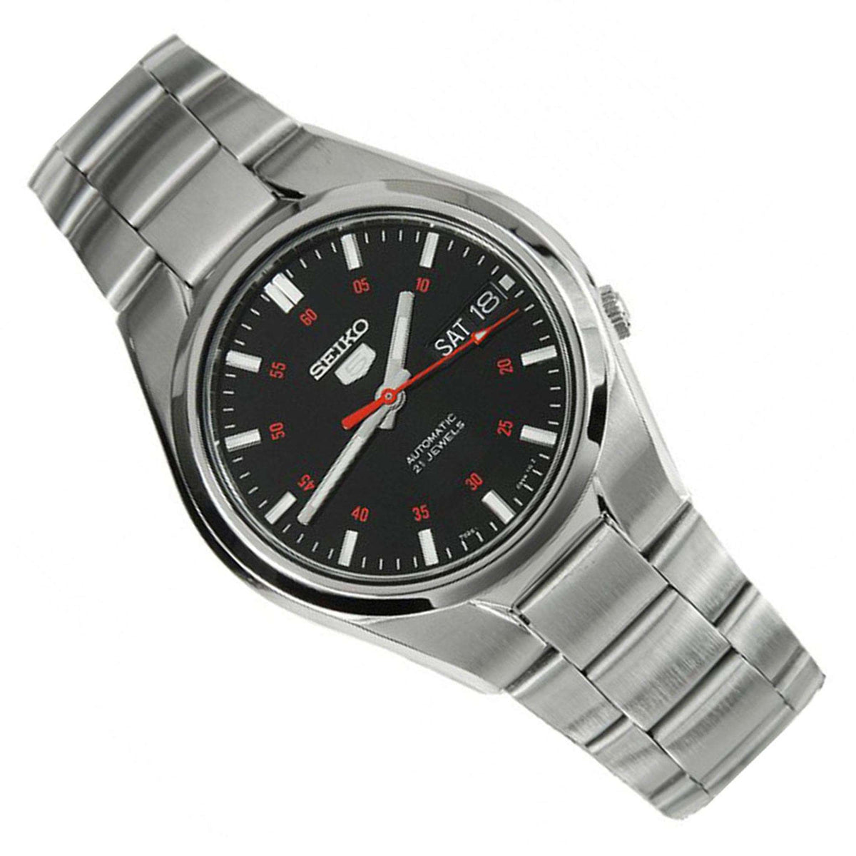 Seiko 5 Automatic Black Dial Steel Strap Men's Wristwatch SNK617K1