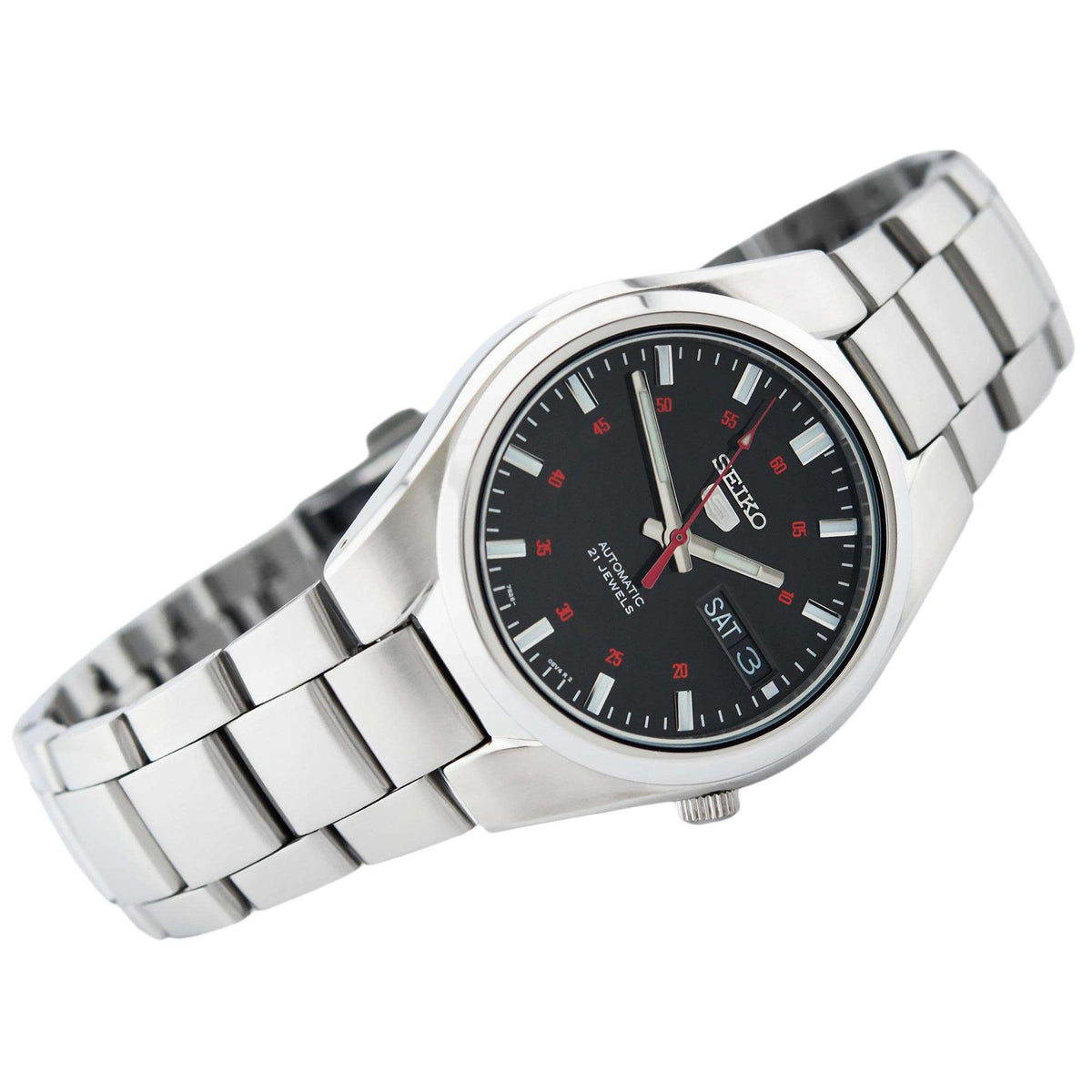 Seiko 5 Automatic Black Dial Steel Strap Men's Wristwatch SNK617K1