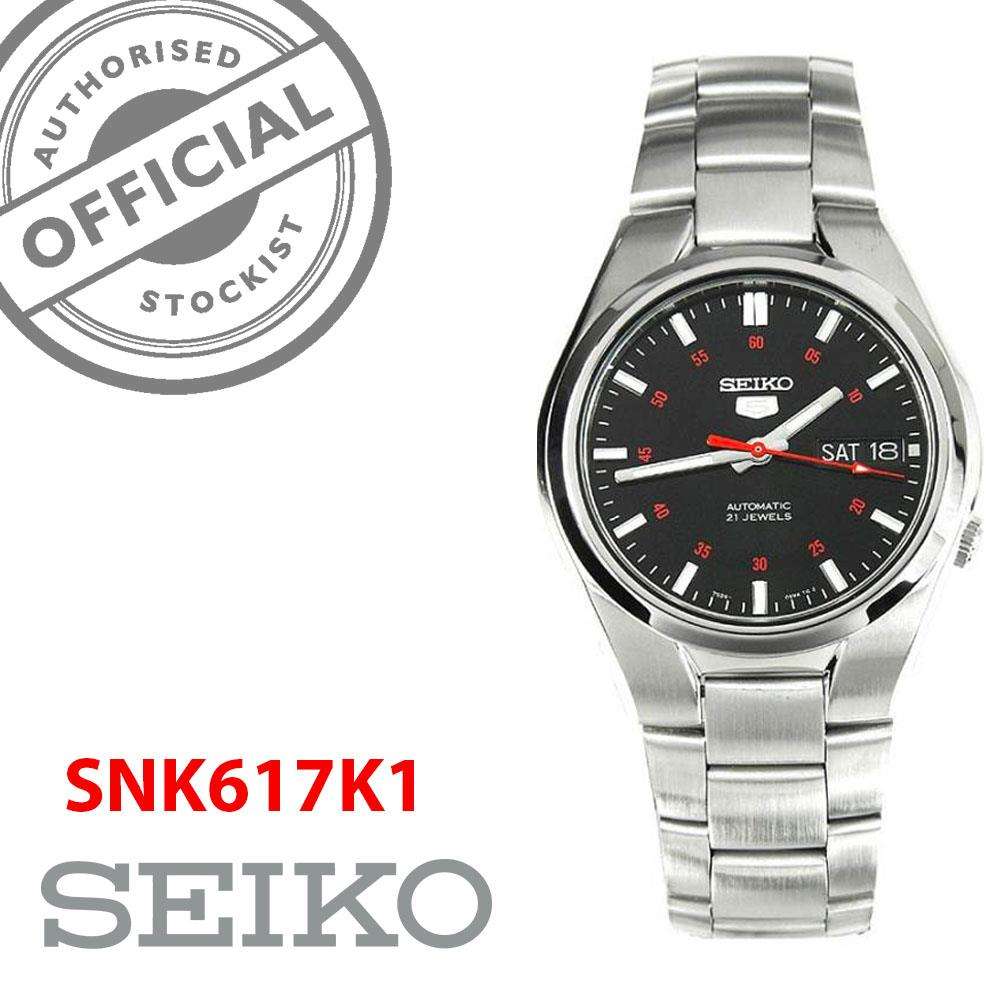 Seiko 5 Automatic Black Dial Steel Strap Men's Wristwatch SNK617K1