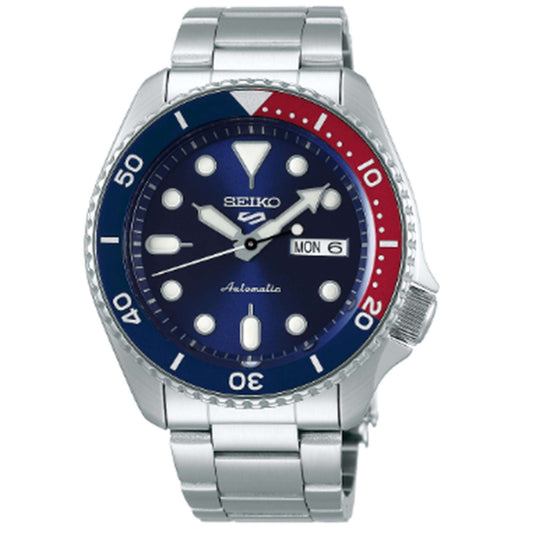 Seiko 5 Sports Pepsi Bezel Stainless Steel Bracelet Blue Dial Men's Wristwatch SRPD53K1