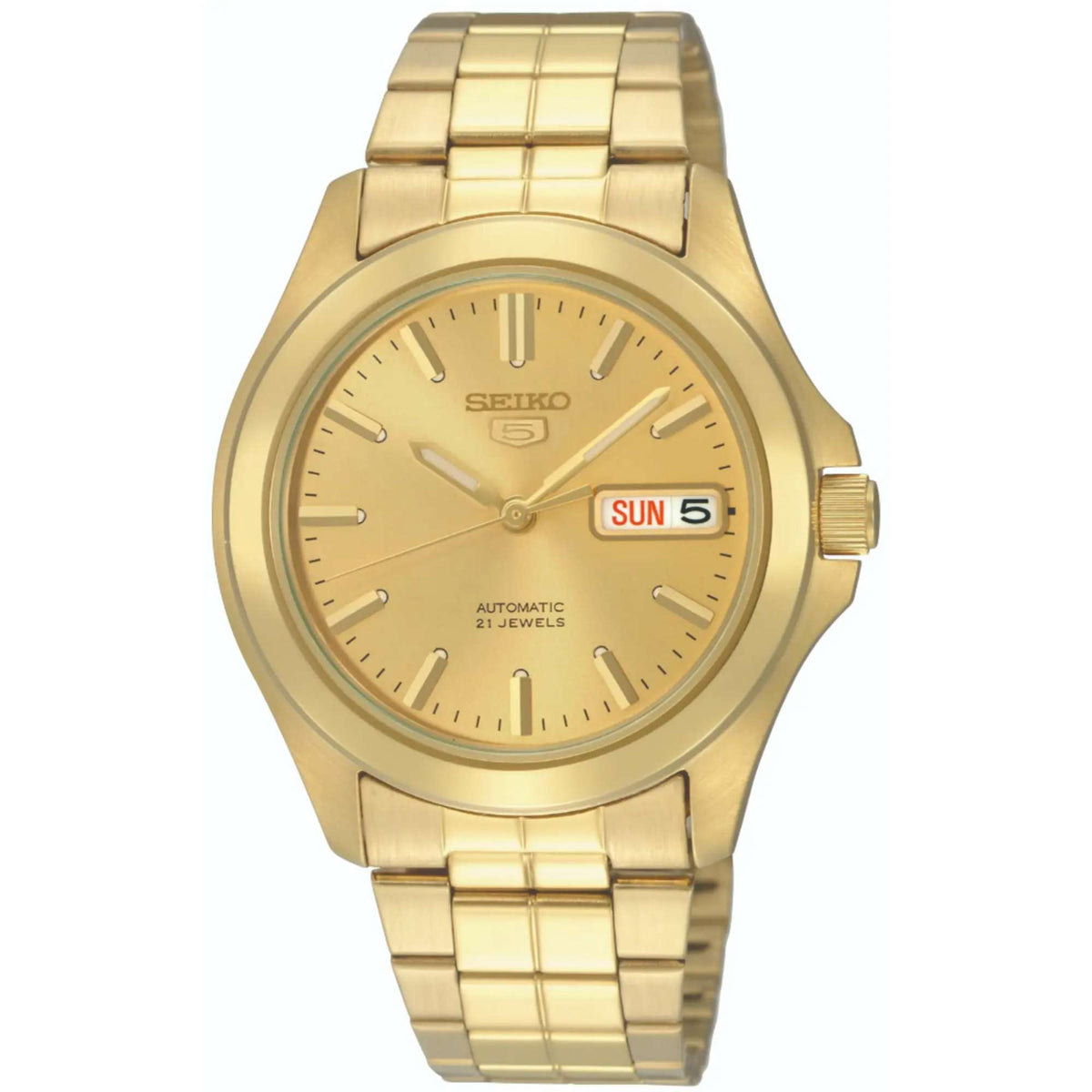 Seiko 5 Automatic Gold Dial Steel Strap Men's Wristwatch SNKK98K1