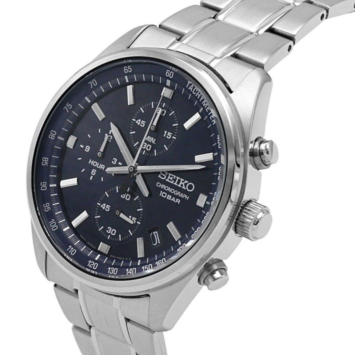 Seiko Essentials 41.5mm Chronograph Blue Dial Steel Men's Quartz Wristwatch SSB377P1