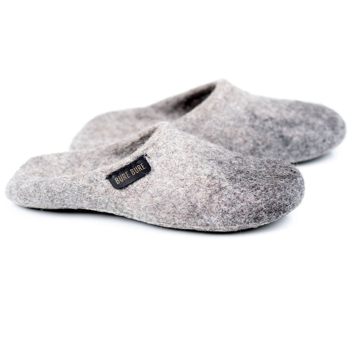 Men's Backless Felted Wool Slippers with Alpaca