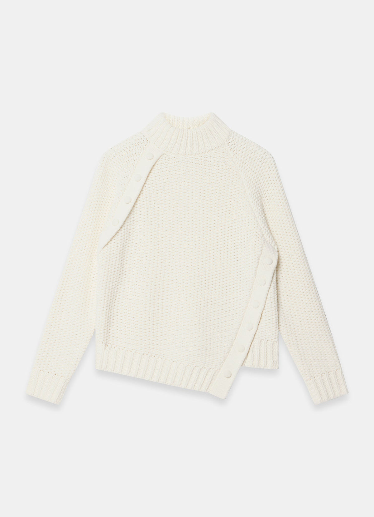 White Cotton Blend Jumper with Button Detail