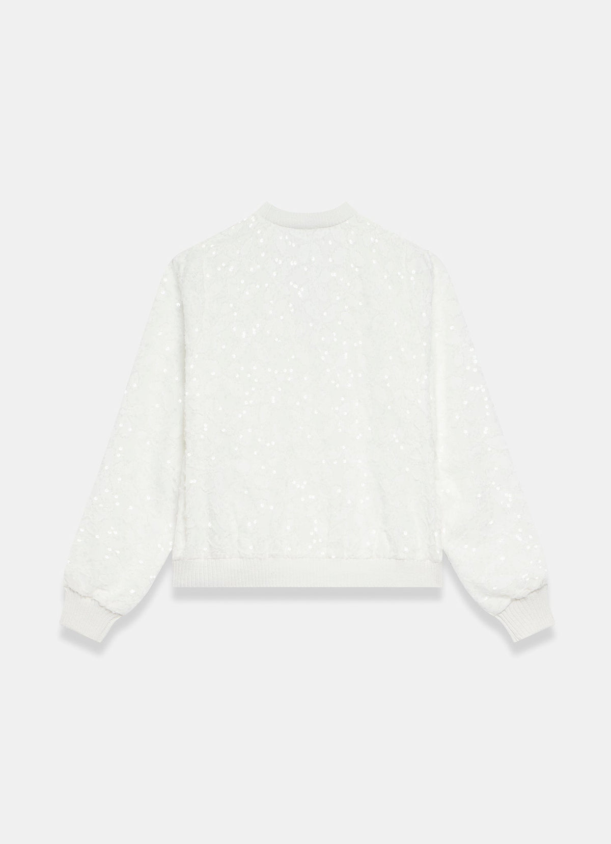 White Bomber Jacket with Sequins
