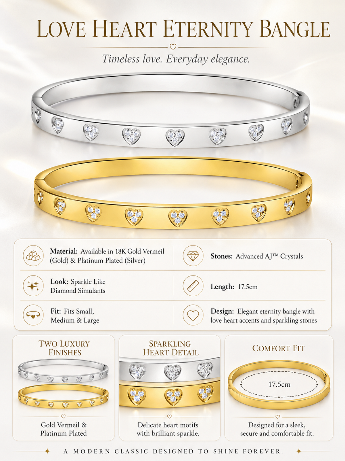 Eternity Love Heart Bangle