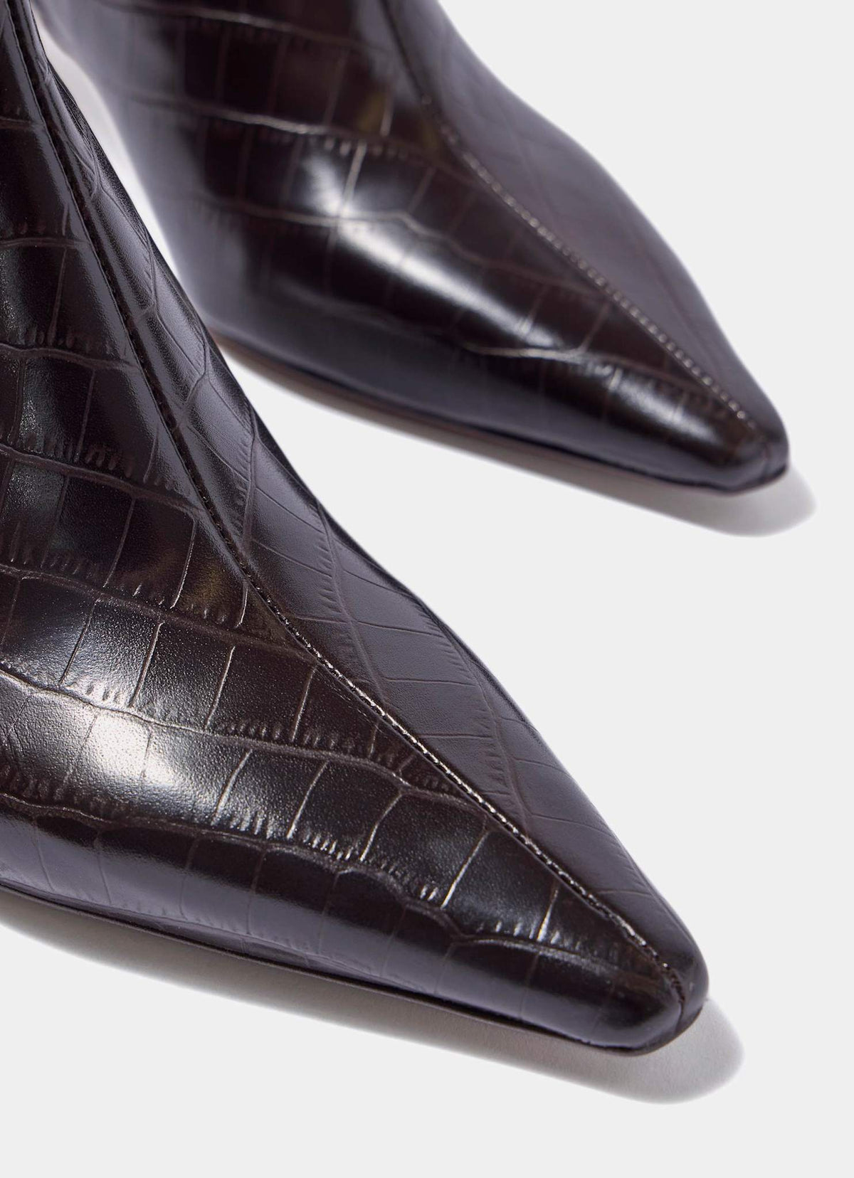 Macy Brown Croc Effect Leather Ankle Boots