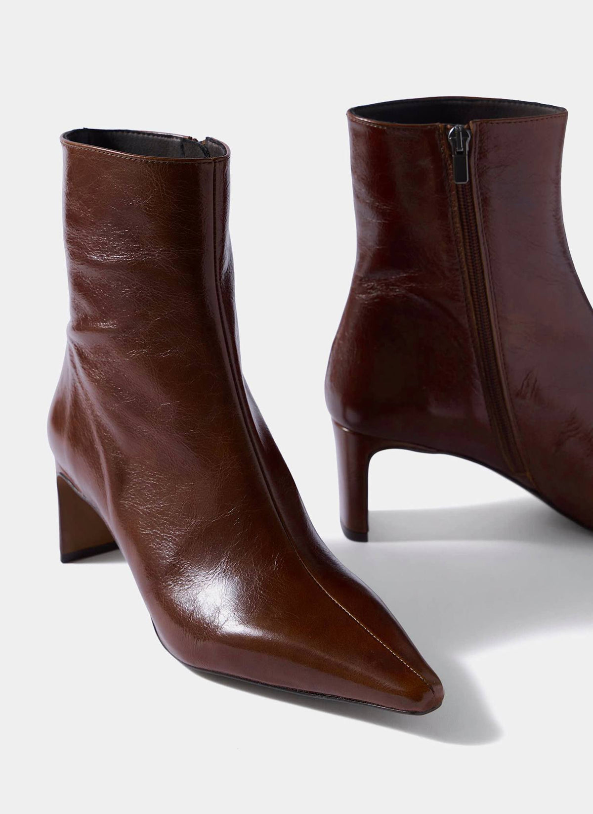 Macy Leather Ankle Boots in Brown