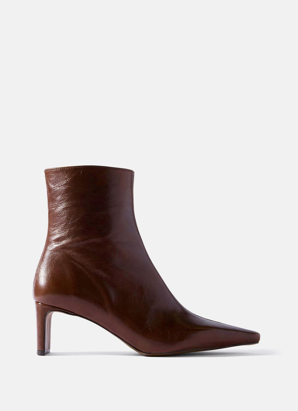 Macy Leather Ankle Boots in Brown