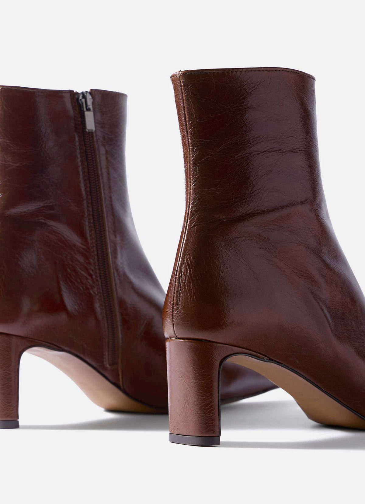 Macy Leather Ankle Boots in Brown