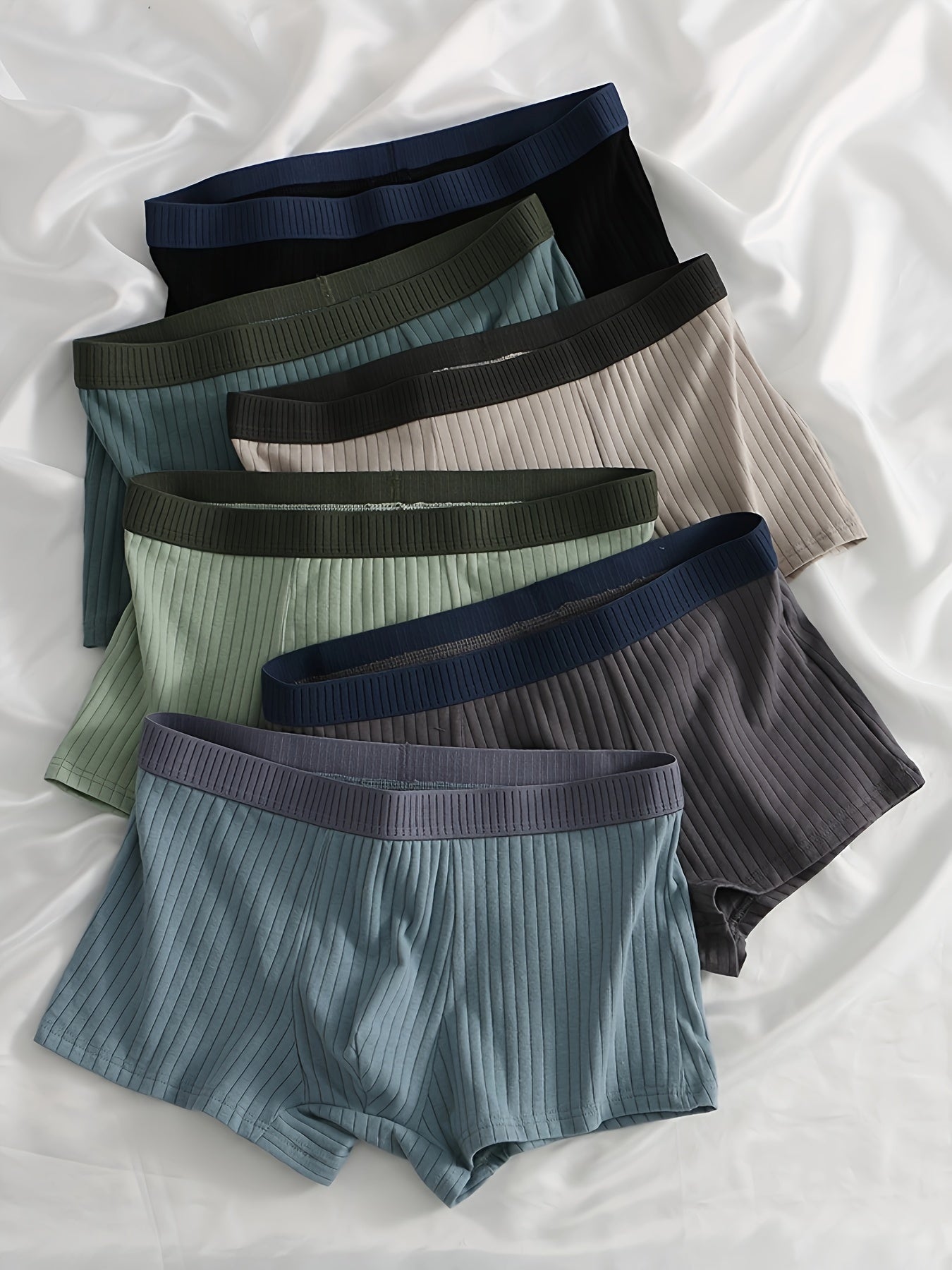 Optew Men Daily Wear Boxer Briefs Ribbed Cotton Blend