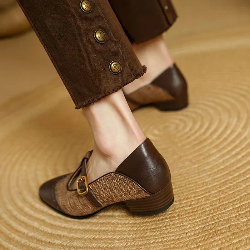 Mary Jane Shoes For Women | Minimalist Buckle T-Strap Loafer