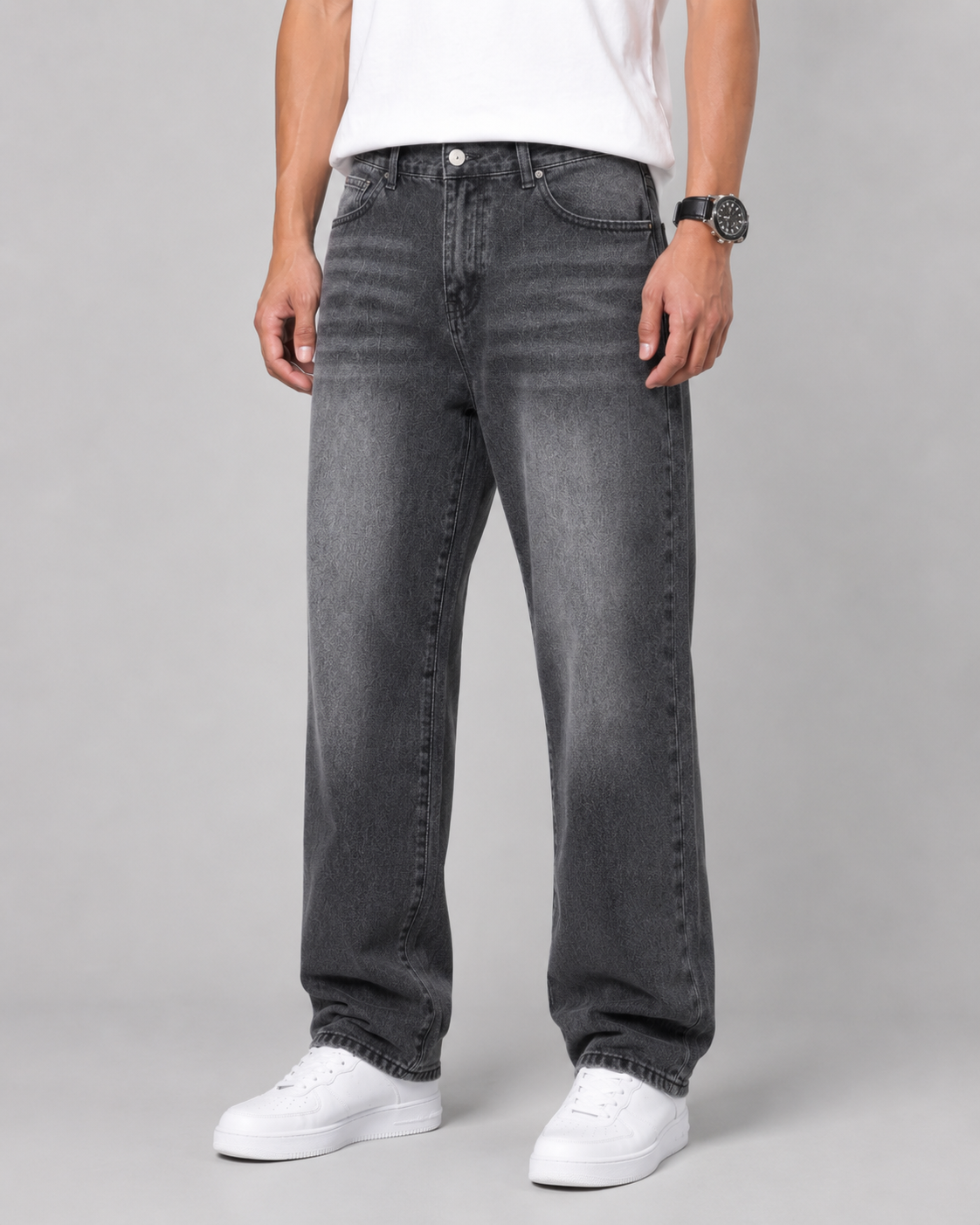 Men's Washed Denim Jeans – Relaxed Straight Leg Fit