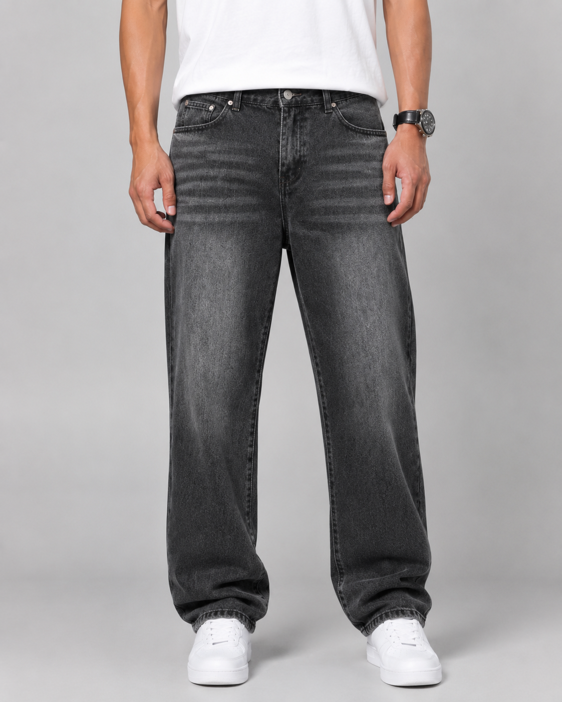 Men's Washed Denim Jeans – Relaxed Straight Leg Fit