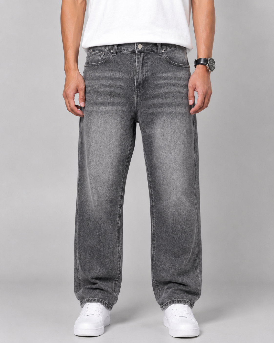 Men's Washed Denim Jeans – Relaxed Straight Leg Fit