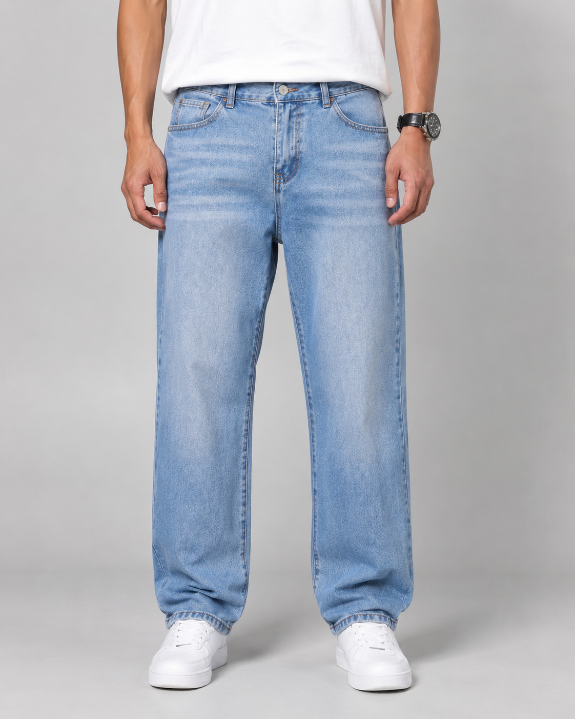 Men's Washed Denim Jeans – Relaxed Straight Leg Fit