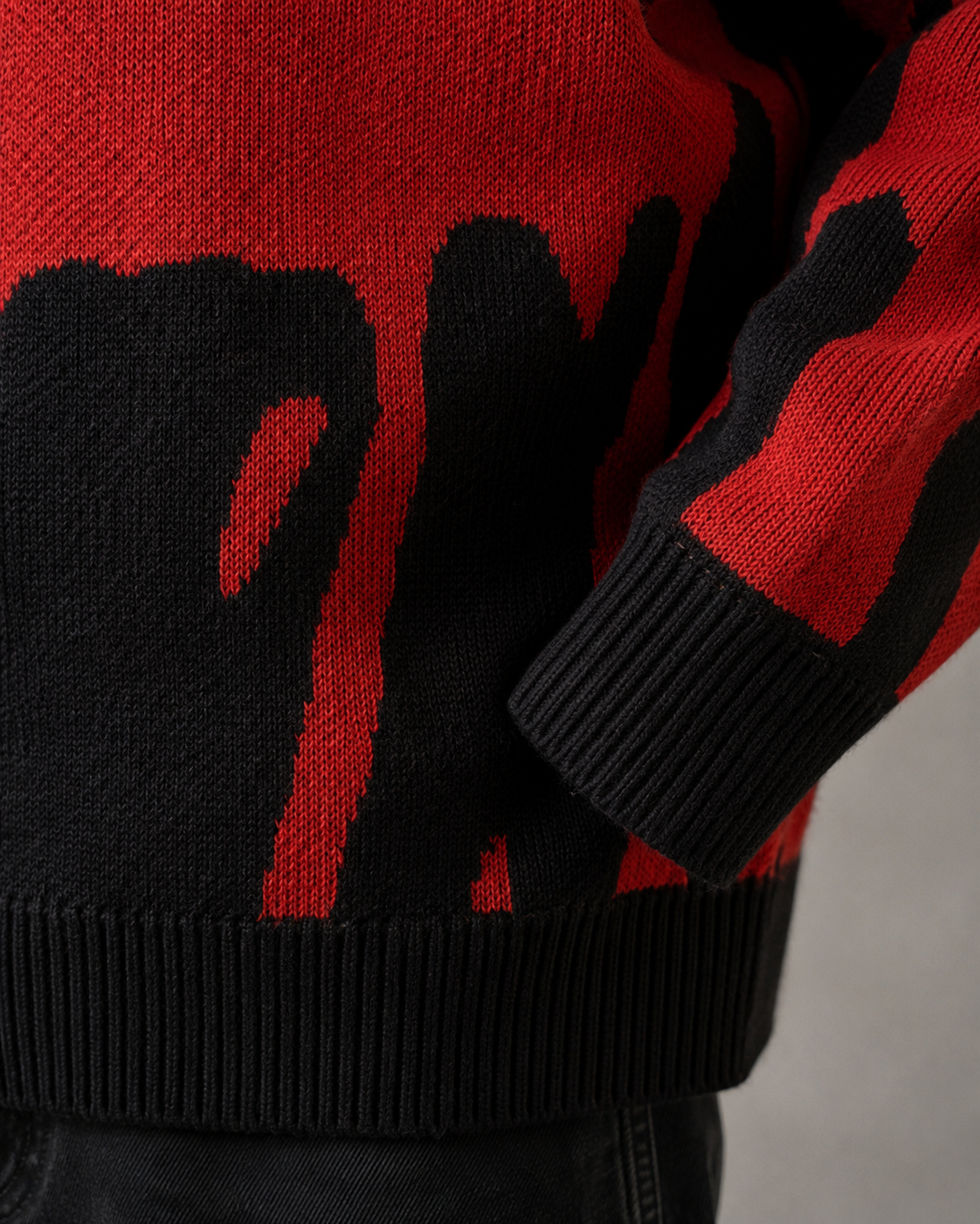 Men's Two Tone Abstract Knit Jumper – Relaxed Drop Shoulder Fit