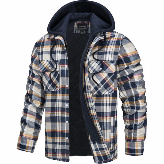 Optew Men’s Checked Zip Jacket – Autumn & Winter Outerwear