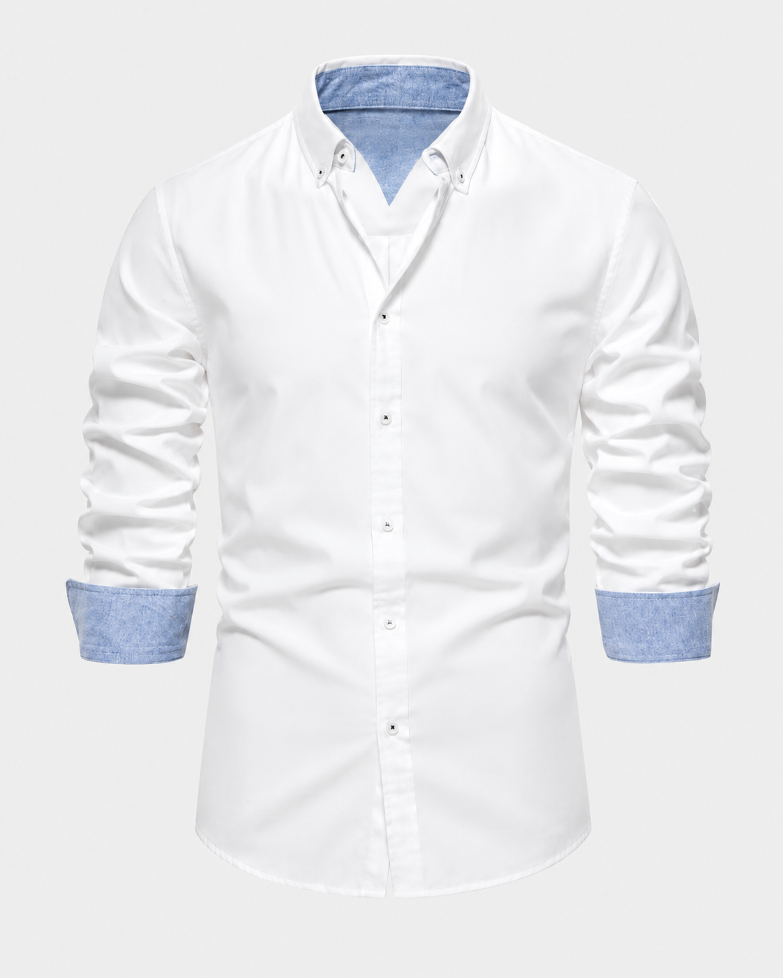 Men's Slim Fit Contrast Cuff Shirt – Long Sleeve Button Down