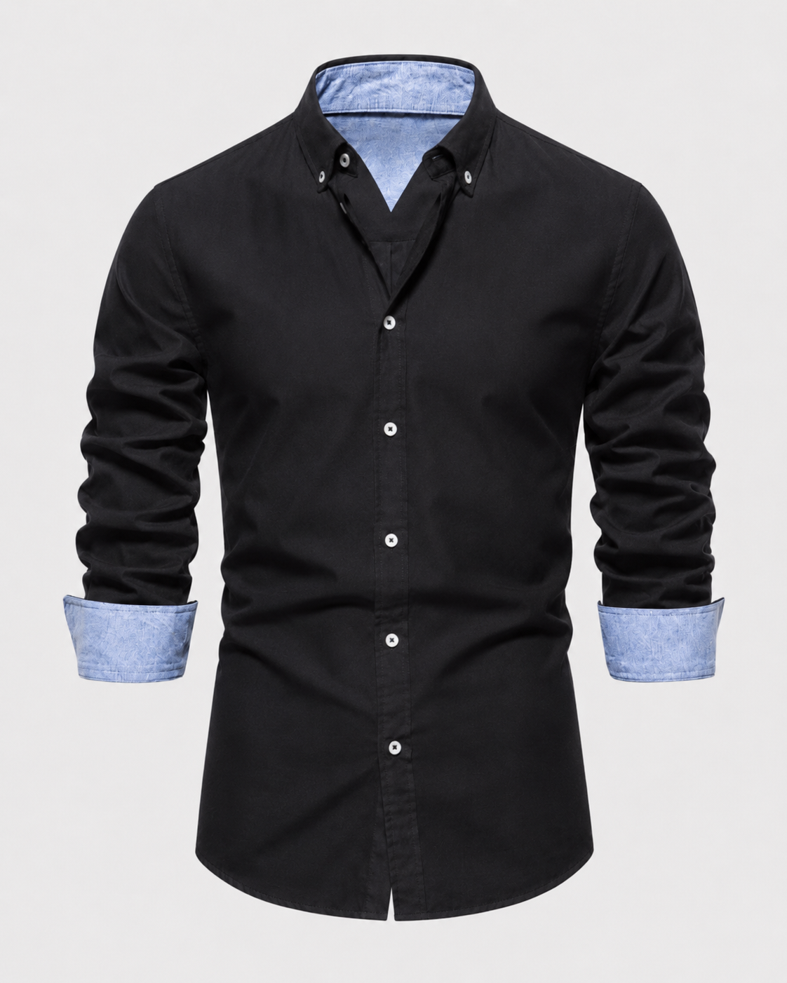 Men's Slim Fit Contrast Cuff Shirt – Long Sleeve Button Down