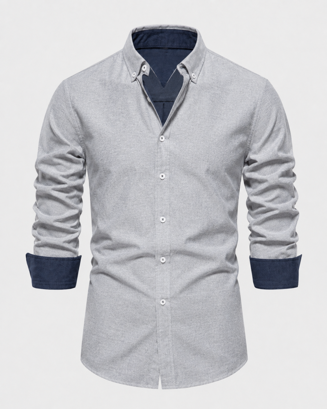 Men's Slim Fit Contrast Cuff Shirt – Long Sleeve Button Down