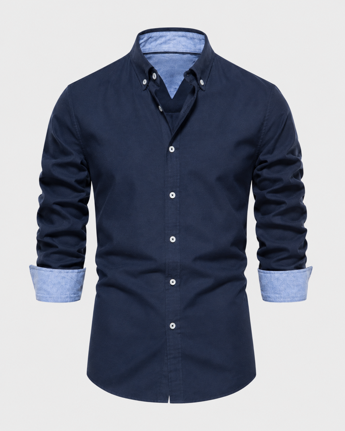 Men's Slim Fit Contrast Cuff Shirt – Long Sleeve Button Down