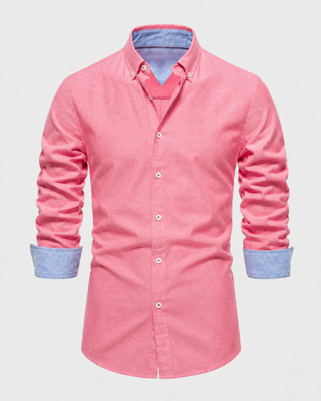 Men's Slim Fit Contrast Cuff Shirt – Long Sleeve Button Down