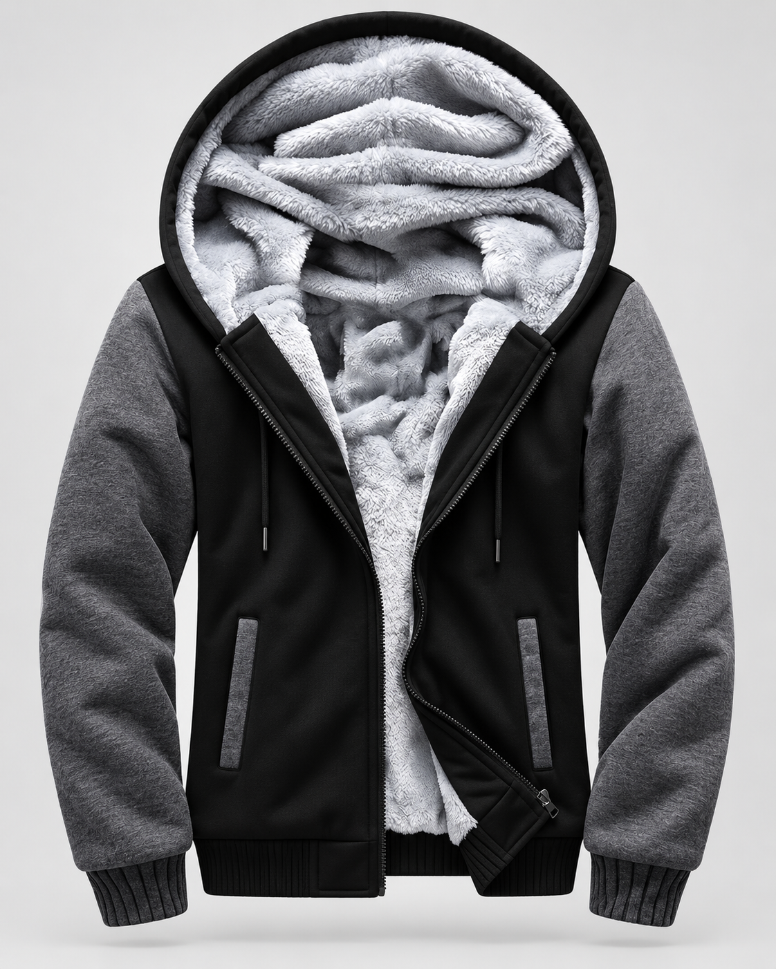 Men's Fleece Lined Zip Hoodie – Regular Fit Contrast Sleeves
