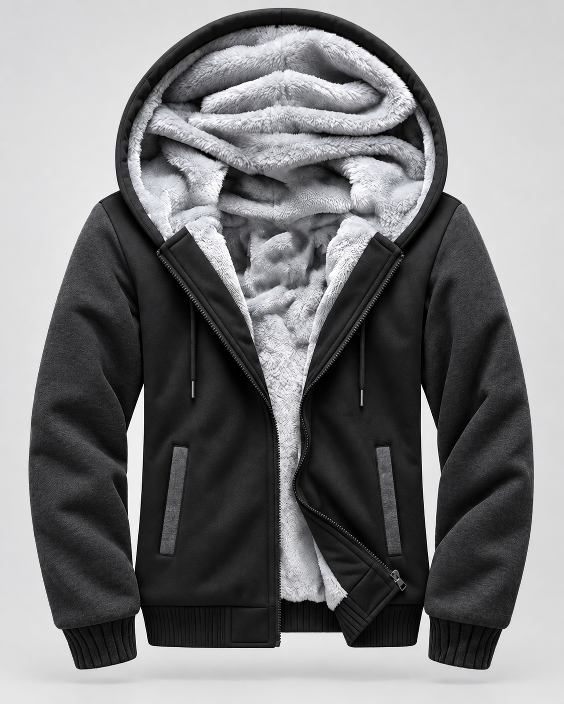 Men's Fleece Lined Zip Hoodie – Regular Fit Contrast Sleeves